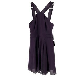 Lulu’s plum short formal dress NWT small halter layers flowy dance wedding party